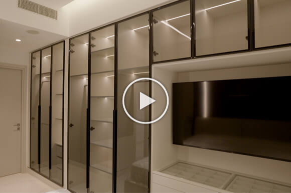 A modern apartment dressing room wardrobe video