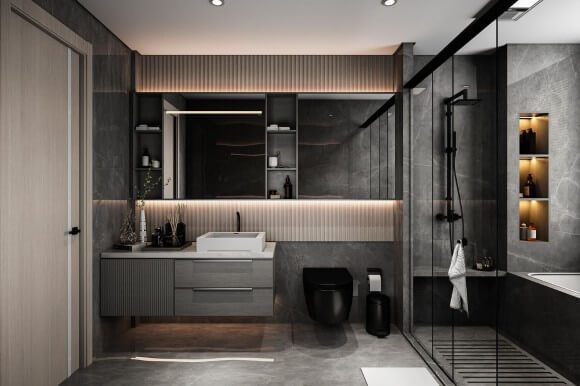 contemporary bathroom interior design 3d image 2