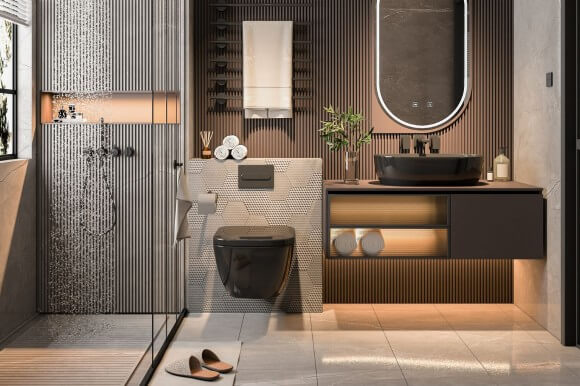 elegant bathroom interior design 3d image
