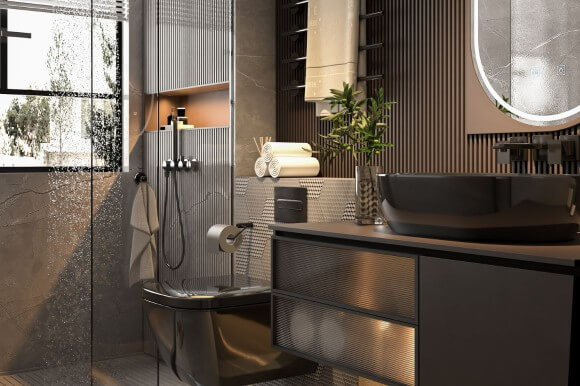 elegant bathroom interior design 3d image 2