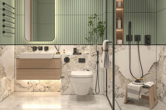 modern bathroom interior design 3d image